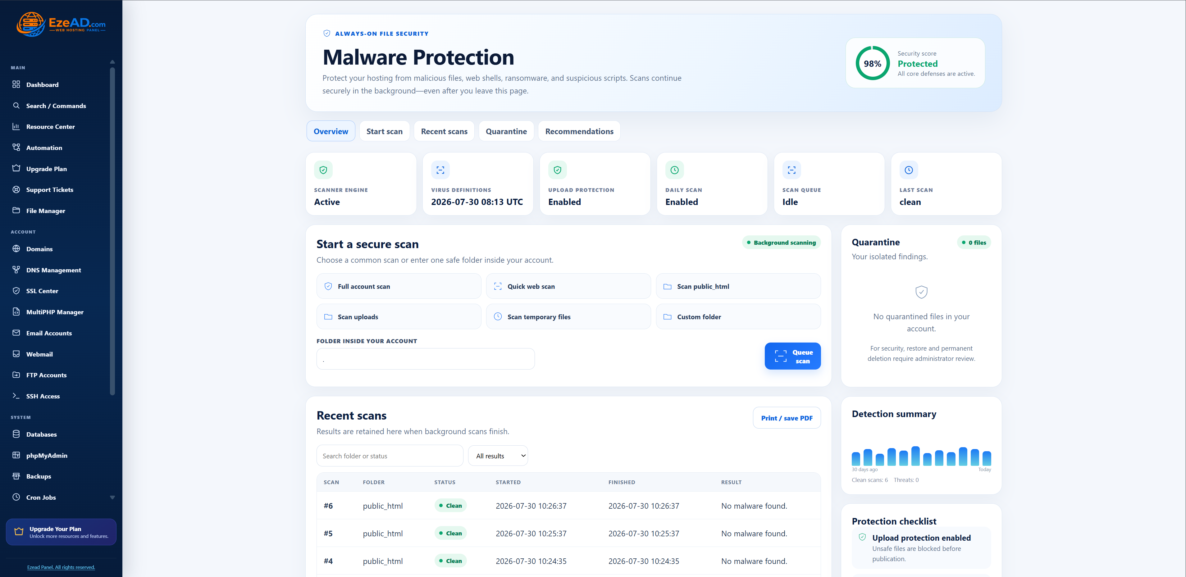 Malware scanner interface